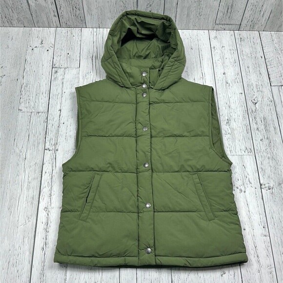 American Eagle Puffer Vest Green Zip‎ Snap Up Hooded Outdoors (XXS) - Picture 1 of 3